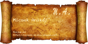Micsek Anikó névjegykártya